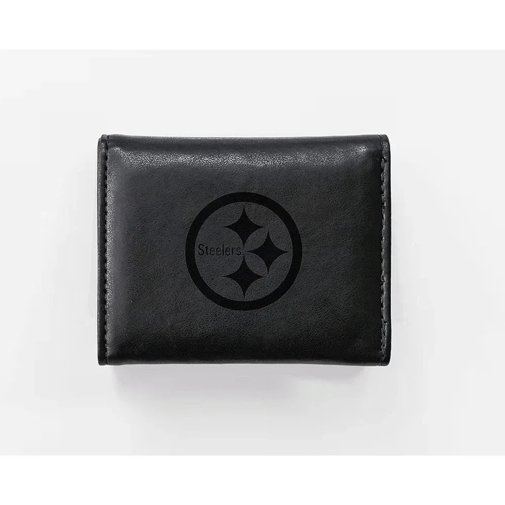 NFL Pittsburgh Steelers Mens Black Trifold Wallet Debossed‎ Logo Faux Leather